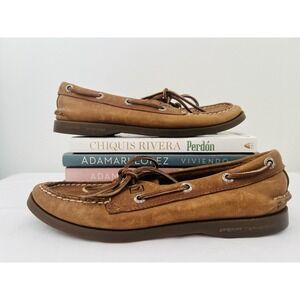 Sperry Top Sider Womens Brown Slip On Boat Shoes Lace Up Comfort Moccasins Sz 6M
